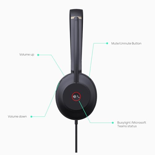 Yealink UH37 PC Headset with Microphone Stereo Teams Headset with USB-C/A - style: Stereo