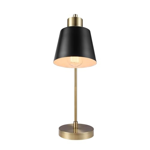 Globe Electric 18" Matte Brass Desk Lamp with Matte Black Metal Shade | Adjustable pivot joint, metal shade, rotary switch, requires 1 E26 60W bulb (sold separately), 61000055 - color: Matte Black Metal