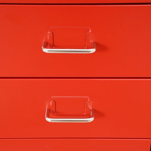 6 Drawers Mobile File Cabinet Rolling Vertical Filing Cabinet Under Desk Storage Organization 16" D x 11" W x 27" H (Red) - color: Red