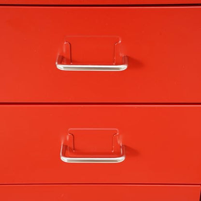 6 Drawers Mobile File Cabinet Rolling Vertical Filing Cabinet Under Desk Storage Organization 16" D x 11" W x 27" H (Red) - color: Red
