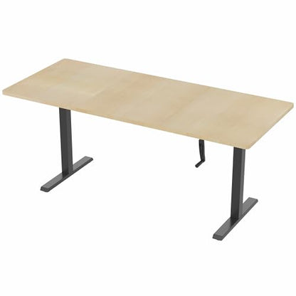 VIVO Manual Height Adjustable 71 x 30 inch Stand Up Desk, Light Wood Table Top, Black Frame, Standing Workstation with Foldable Handle, DESK-KIT-MB7C - color: Light Wood Top / Black Frame, size: 71" x 30"