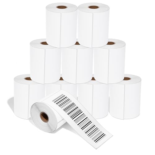 4" X 8" Direct Thermal Labels (2000 Count, 10 Rolls) - Large | Shipping and Barcode Labels, Thermal Sticker Roll for Warehouse and Freight - Compatible With Zebra and Rollo Printers - size: 4" X 8"