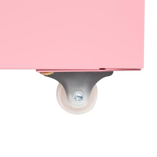 6 Drawer Mobile File Cabinet with Lock,Under Desk Metal Filing Cabinets for Home Office Organizer,Small Rolling Printer Stand with Wheels,for Letters,Legal,A4 (Pink) - color: Pink