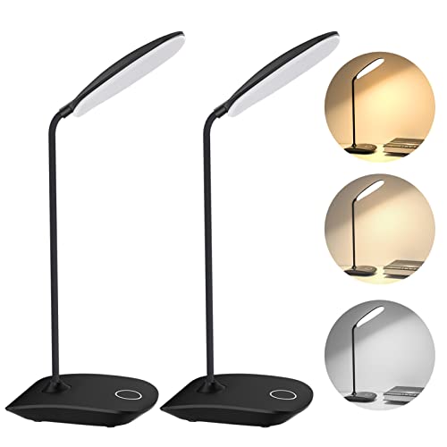 DEEPLITE LED Desk Lamp Battery Operated Lights Cordless Rechargeable Lamp, Flexible Gooseneck Portable Light for Bed Craft Nail Home Office, Eye-Caring Dimmable Small Desk Lamp Wireless Reading Lamp - color: Black, size: 2 Pack