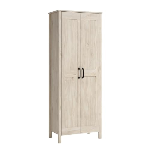 Sauder 2-Door Storage Cabinet, Tall Wooden Organizer, in a Chalk Oak Finish - color: Chalk Oak