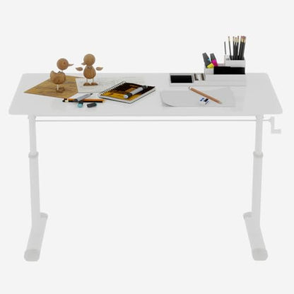 Adjustable Desk Iron & Wood White 60x120 cm