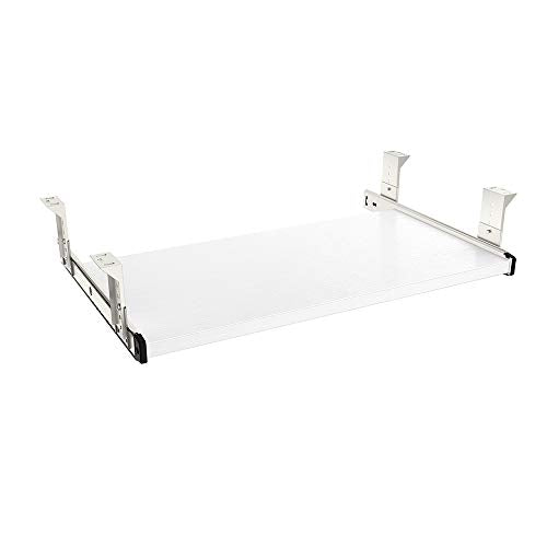 FRMSAET Under Desk 20/24/30 inch Keyboard Drawer Platform (20 in, White) | Heavy Duty Wood Platform Holder Under Desk Furniture Accessories Slide Drawer Suits Hardware with Adjustable Height Slides - color: White, size: Small