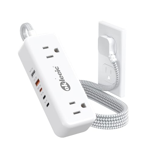 PD30W USB C Travel Power Strip,Cruise Power Strip with 5 USB(3 USB-C) Ports and 4 Outlets, Braided Extension Cord 5Ft, 30W Fast Charging Station Compatible with MacBook Laptops iPad Pro iPhone Samsung - size: 5 FT, style: 4AC+2U3C