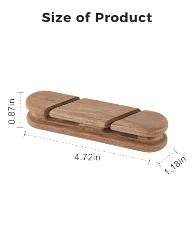 2-Slot Solid Walnut Cord Holder Cable Organizer with Adhesive Tape | Wood Charger Holder for Home, Office, Car, Phone Charging USB & HDMI Cables, Desk, Wall, Bedside, Nightstand Cord Holder - color: dark brown-1pcs