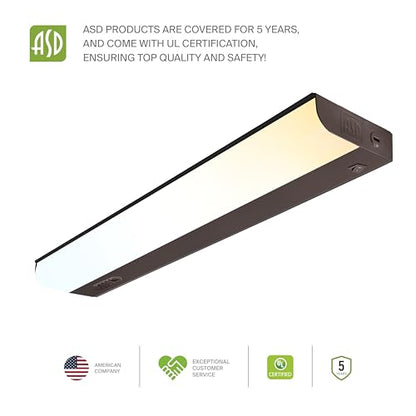 ASD LED Under Cabinet Lighting Hardwired, 18 Inch 10W 2700K-5000K Selectable, 807LM, CRI90+, Direct Wire Linkable Under Counter Lights for Kitchen, Dimmable Under Cabinet Lights, Bronze, UL Certified - color: 18 Inch Bronze, size: 1 Pack