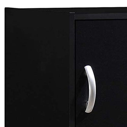 HODEDAH IMPORT 3-Shelf Bookcase Cabinet, Black - color: Black