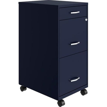 Pemberly Row 3 Drawers 29.52" Vertical Navy Metal Filing Cabinet Lockable Pre-Assembled Movable Letter Size for Home, Office - color: Navy