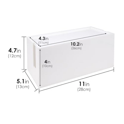 Linkidea Bathroom Cable Organizer Box for Electric Toothbrush & Razor Chargers, Cord Hider Storage Case, Countertop Clutter-Free Vanity Organizer (White)