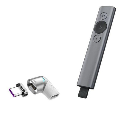 BoxWave Adapter Compatible with Logitech Spotlight Presentation Remote - MagnetoSnap PD Angle Adapter, Magnetic Charging Connector Device Saver - Metallic Silver