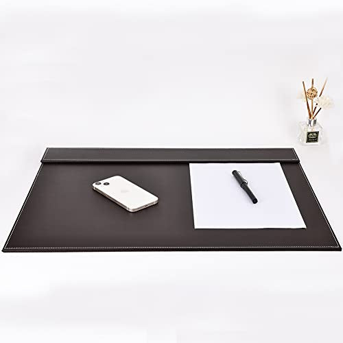 KINGFOM Ultra-Smooth PU Leather Desk Pad & Mat Office Desk Drawing & Writing Board A3/ A4 File Paper Clip Table Protector Mat on Top Large 24''x18'' (Brown) - color: Brown-a006
