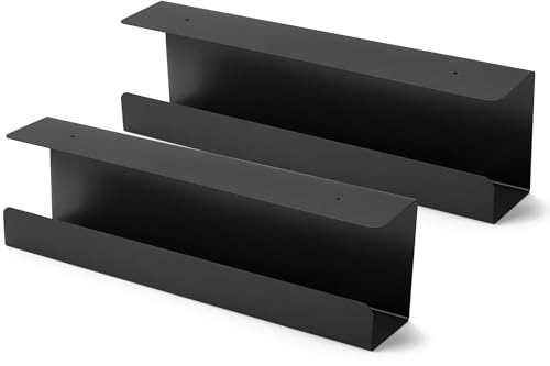 ZhiYo 17in Under Desk Cable Management Tray 2 Pack, 3in W x 4.7in H, Black - size: 3in W x 4.7in H x 33in L