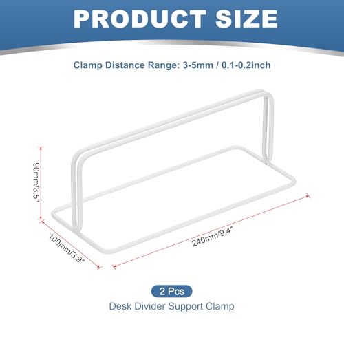 PATIKIL Baffle Desk Divider Clamp, 2 Pcs Punch-Free Base Desk Shield Clamp Desk Divider Partition Clamp Privacy Panel Bracket Holder for DEST Partition Support Office Desk, White - color: White