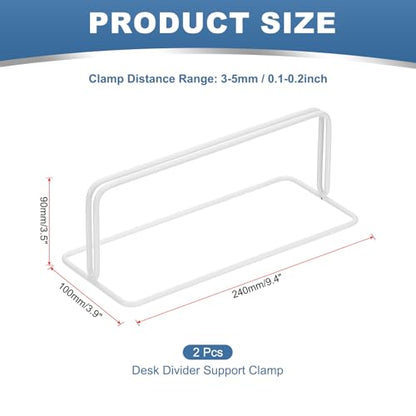 PATIKIL Baffle Desk Divider Clamp, 2 Pcs Punch-Free Base Desk Shield Clamp Desk Divider Partition Clamp Privacy Panel Bracket Holder for DEST Partition Support Office Desk, White - color: White