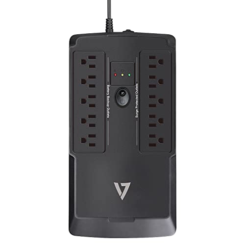 V7 UPS1DT550-1N UPS 550VA Desktop (330W, 10 Outlets NEMA 5-15 (B) (5 Battery Backup+5 Surge only), USB, Simulated Sine Wave, 6ms Transfer time, RJ-11/RJ-45 Protection) Black - size: 550VA - 330W, style: Desktop