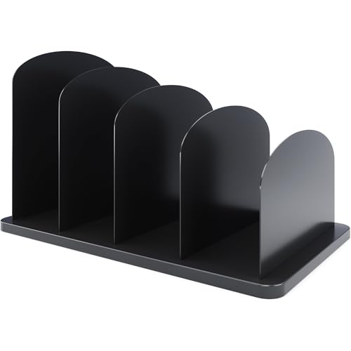 CraftSaints Vertical File Organizer for Desk, 4 Sections, Desktop Organizer File Sorter Office Organization File Holder for Home, Office & Classroom (Solid) - color: Solid