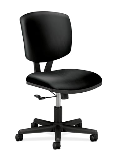 HON Volt Ergonomic Office Chair, Armless, Office Desk Computer Chair, Black - color: Leather Back