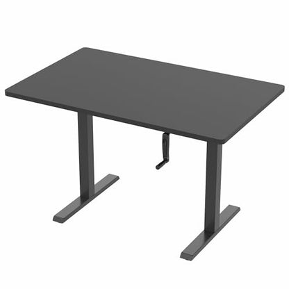 VIVO Manual Height Adjustable 48 x 30 inch Stand Up Desk, Black Solid One-Piece Table Top, Black Frame, Standing Workstation with Foldable Handle, DESK-KIT-MB5B - color: Black Top / Black Frame, size: 48" x 30"