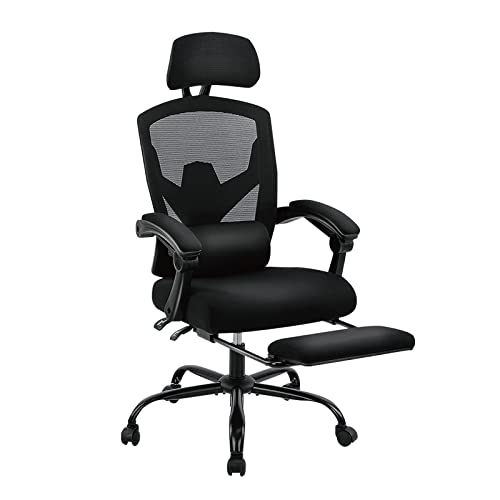Sweetcrispy Ergonomic Office Chair, Computer Desk Chair with Lumbar Support | High-Back Mesh, 360° Rolling Work, Swivel with Wheels, Comfy Arms, Home Bedroom Study, Black - color: Black