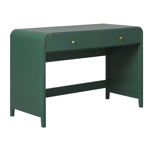 Walker Edison Zoey Modern Curve Design Writing Desk with Drawer, 45 Inch, Green - color: Green
