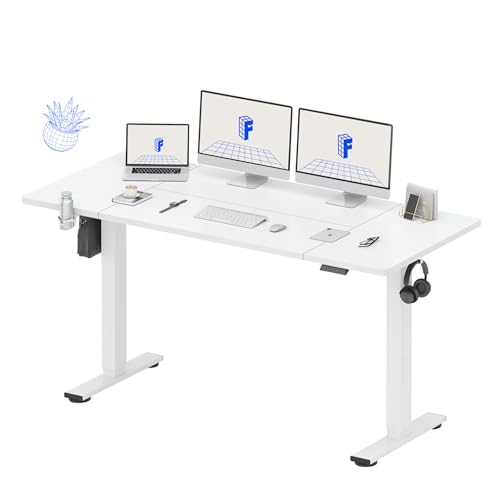FLEXISPOT 71x32 Inch Electric Standing Desk, White | Large Workspace, Cable Management & Organizer, Cup Holder & Hook, Home Office, Multi-Monitor Setup - color: White, size: 71"x32"
