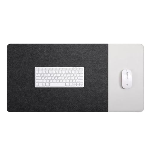 Smooch Felt Desk Pad & Leather Mouse Pad with Non-Slip Bottom,Large Computer Desk Protector Writing Laptop Mat Keyboard Mat for Office Home School (Black Grey,31.5x15.7in/80x40cm) - color: Black Grey, size: 31.5x15.7in/80x40cm