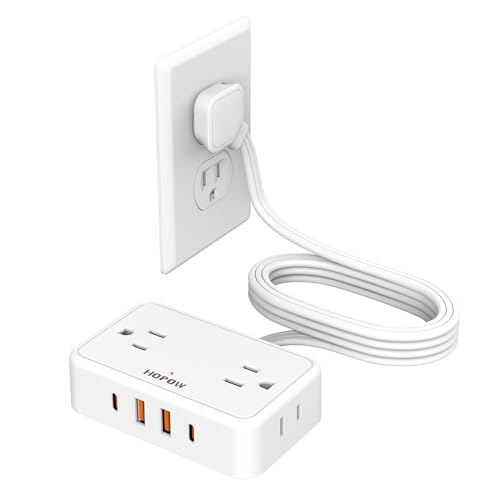 HOPOW 10 Ft Desk Clamp Power Strip（1700 Joules）, 6 Ft No Surge Protector Cruise Ship Power Strip