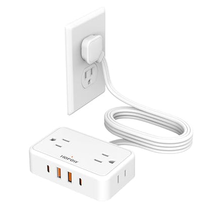 HOPOW 10 Ft Desk Clamp Power Strip（1700 Joules）, 6 Ft No Surge Protector Cruise Ship Power Strip