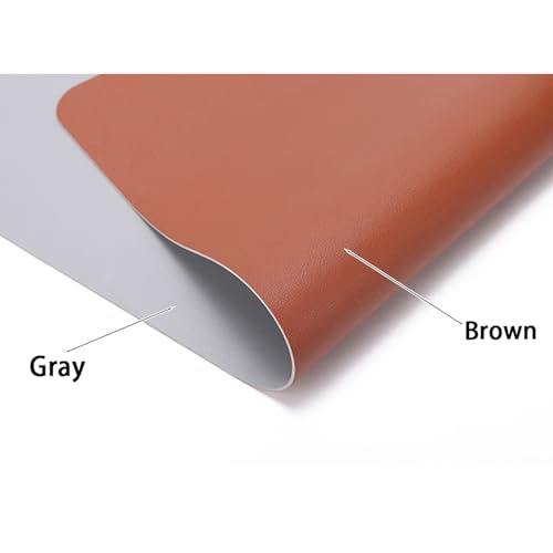 Leather Desk Protector, 1.8mm Thick, Waterproof & Scratch - Resistant Nightstand Cover, for Dining Room, Office, Dresser, Bedside (Brown+Gray, 14x24 Inches) - color: Brown+gray, size: 14" x 24"
