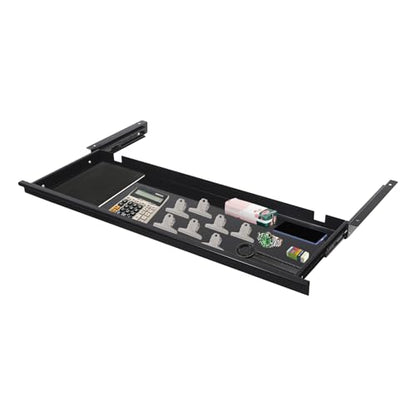 Under Desk Drawer, Sliding Pull-Out Keyboard Tray Organizer for Standing Desks，Pull-out Drawer for Mouse, Books, iPad, Office Supplies (Black)
