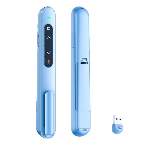 QUI Presentation Clicker with Volume Control, Wireless Presenter Remote | Plug & Play 2.4GHz USB Slide Advancer Compatible with Mac/Windows, Works with PowerPoint, Keynote, and Google Slides - color: Blue, size: S
