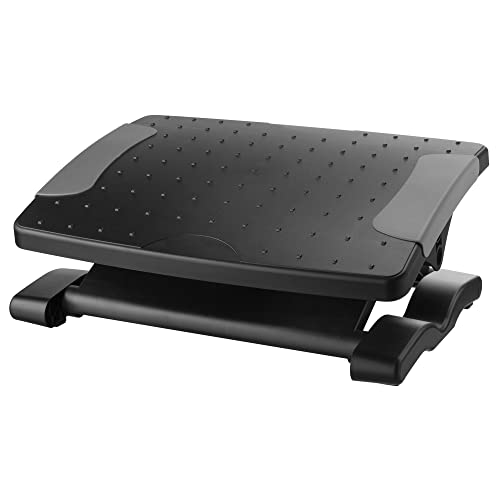 Kantek Ergonomic Adjustable Height Under Desk Footrest, 4 Height Setting, Adjustable Tilt Angle, Supports Legs to Enhance Comfort and Relieve Muscle Fatigue