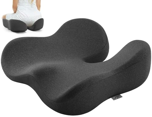 Dreamer Car Seat Cushion for Tailbone & Sciatica Pain Relief | Certified & Ergonomist-Designed,Tapered Front Edge Reduces Thigh Pressure,Wide Memory Foam for Office Chair, Car, Wheelchair - color: Gray