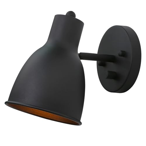 Pathson Dimmable Wall Sconce Lighting with Adjustable Light Head, Vintage Metal Wall Vanity Lighting, Hardwired Bedside Wall Light Lamp for Bedroom Living Room Bathroom Dining Room Study Room - color: Black Type-3