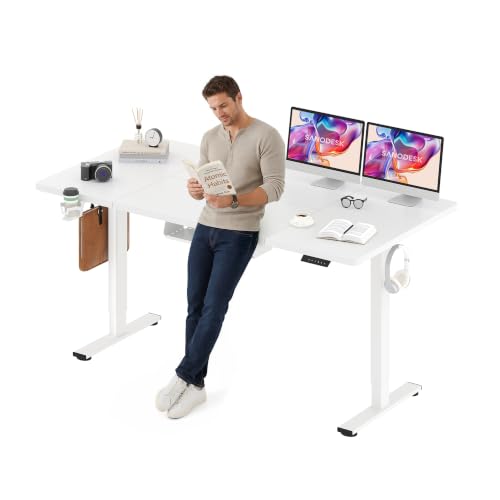SANODESK 71''x32'' Large Electric Computer Height Adjustable Standing Desk - color: White Frame+white Top, size: 71x32"