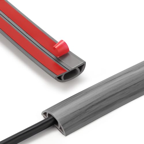Floor Cord Cover, 3.6FT Self-Adhesive Cable Protector for Wires | Prevent Trip Hazards, Cord Covers for Wires on Floor, Easy Cord Hider for Home & Office, Gray Wood, 0.47" W x 0.28" H - color: Gray Wood, size: W 1.22" X L 3.6'