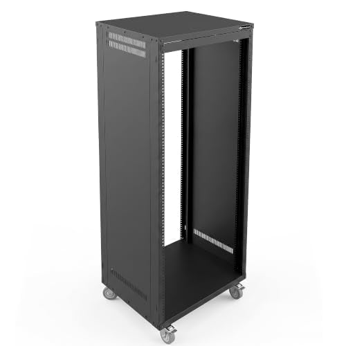 AxcessAbles 30U 19-Inch Rolling Network Server Rack 550LB Capacity. 18-Inch Depth Heavy Duty Open Frame AV Rack with Removable Side Panels. Includes 5mm and 6mm Screws - color: 30U