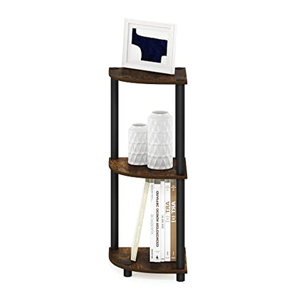 Furinno Turn-N-Tube Toolless Assembly 3-Tier Storage Shelves, Amber Pine - color: Amber Pine/Black, size: 3-Tier