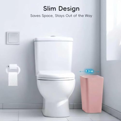 Lysam 4 Gallon Trash Can 3 Packs, Bedroom Trash Can with Lid & Trash Bags | Small Garbage Can Press-Top for Dog Proof, Oder Seal, Waste Basket for Office, Living Room, Bathroom White & Grey & Pink - color: Pink & White & Grey