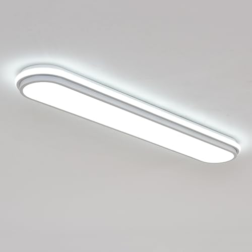 72cm 45W LED Ceiling Light, 6500K Cool White Flush Mount, Modern Ultra Thin Metal Linear Low Profile Lighting Fixture for Kitchen Home Office Hallway Bedroom Living Room - color: White Light(CRI 97+) - B, size: 28.3 Inch
