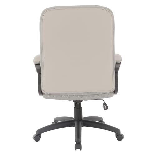 Office Star FL Series Executive Seating Faux Leather Manager's Adjustable Office Chair with Padded Arms, Taupe with Grey Mesh Accents - color: Taupe