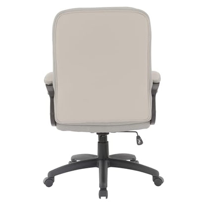 Office Star FL Series Executive Seating Faux Leather Manager's Adjustable Office Chair with Padded Arms, Taupe with Grey Mesh Accents - color: Taupe