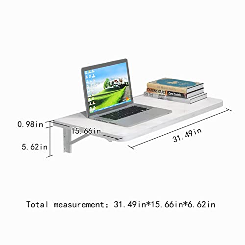 Pmnianhua Wall Mounted Desk,31'' Wall Mounted Drop Leaf Table,Drop Down Table,Folding Table,Fold Down Wall Desk,Floating Desk for Wall Laundry Room Bar Home Office Small Space(White) - color: Grey-white