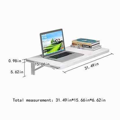 Pmnianhua Wall Mounted Desk,31'' Wall Mounted Drop Leaf Table,Drop Down Table,Folding Table,Fold Down Wall Desk,Floating Desk for Wall Laundry Room Bar Home Office Small Space(White) - color: Grey-white