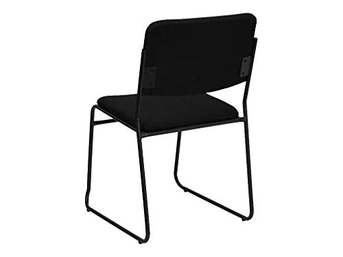Flash Furniture Hercules Fabric Stackable Chair with Sled Base, Black | Fabric Upholstery, 500 LBS. Weight Capacity - color: Black Fabric/Black Frame, size: Set of 1