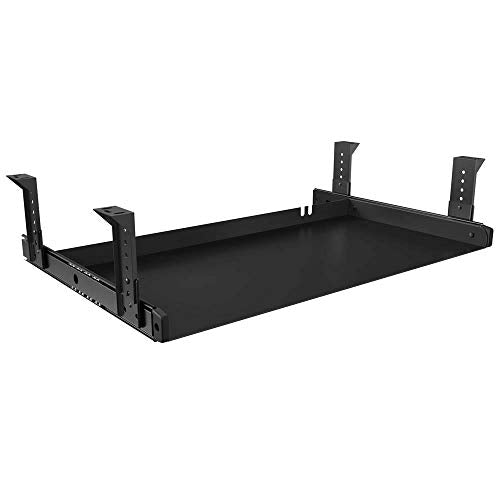 FRMSAET Under Desk Keyboard Tray Heavy-Duty All-Metal Material 20/24/30 inches Platform Computer Drawer Organizer Home Office Kitchen Bedroom Garage Storage Tool - Easy to Install.(20 inches, Black) - color: Black, size: Small